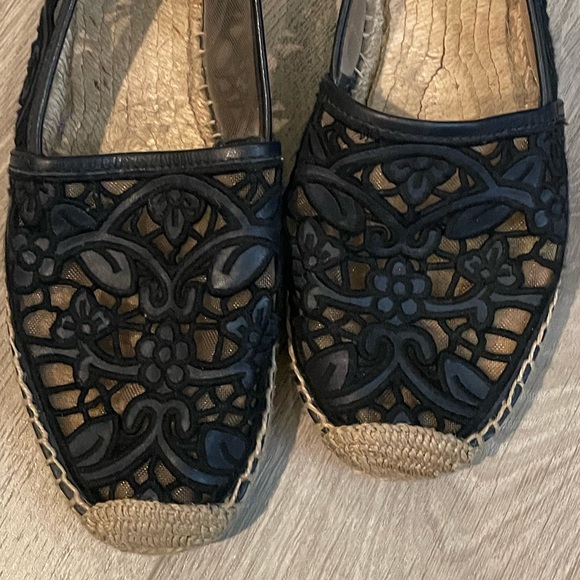 Tory Burch Lucia Lace Espadrille Flat Tory Navyblack - Picture 6 of 9